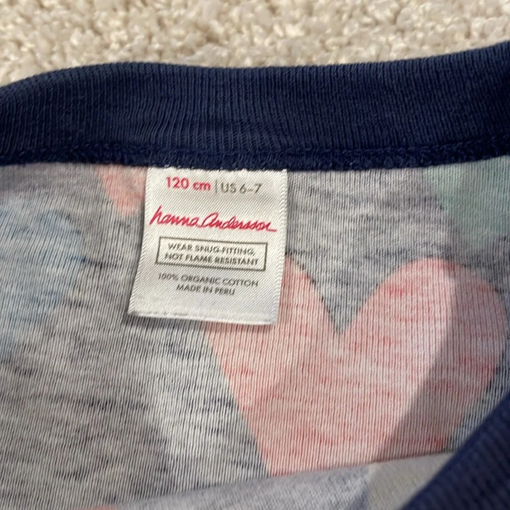 Hanna Andersson Colorful Heart Print Kids Pajamas, size 6 - Picture 3 of 5